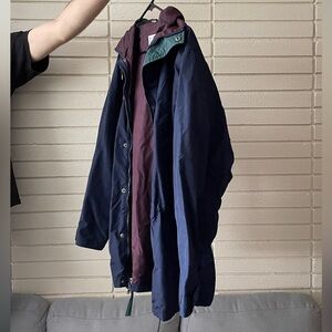 Vintage Columbia Windbreaker Navy Outer-shell, Purple Lining, Green Detailing